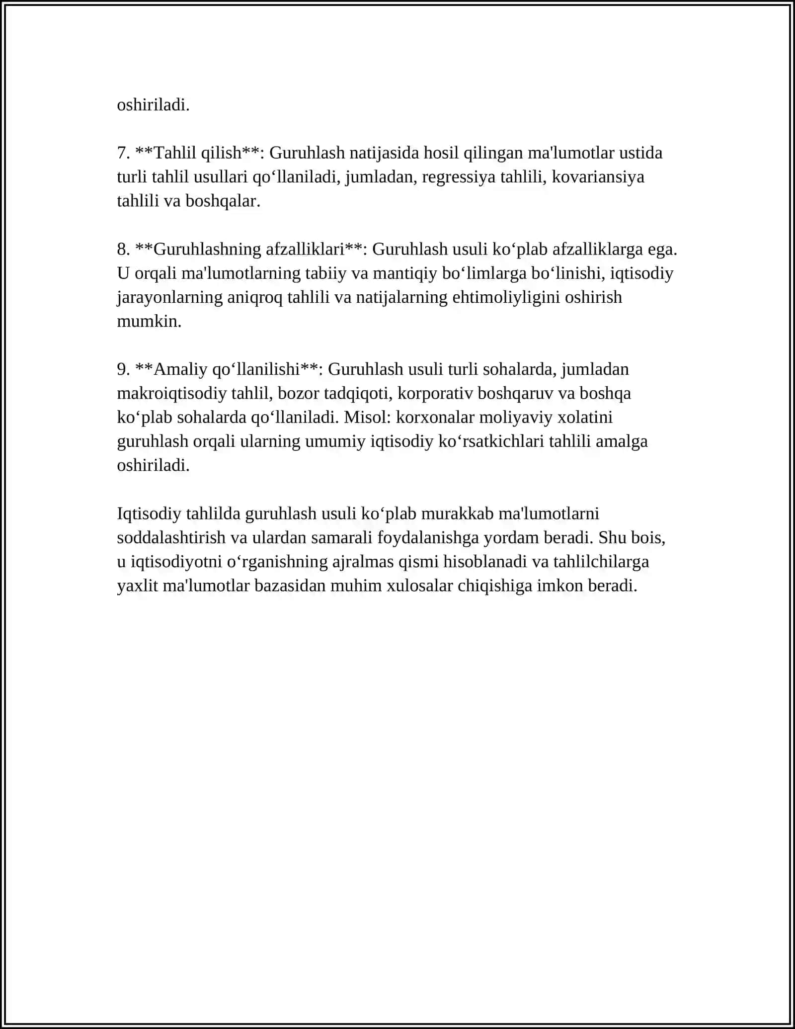 IQTISODIY TAHLILDA GURUHLASH USULIDAN FOYDALANISH 4