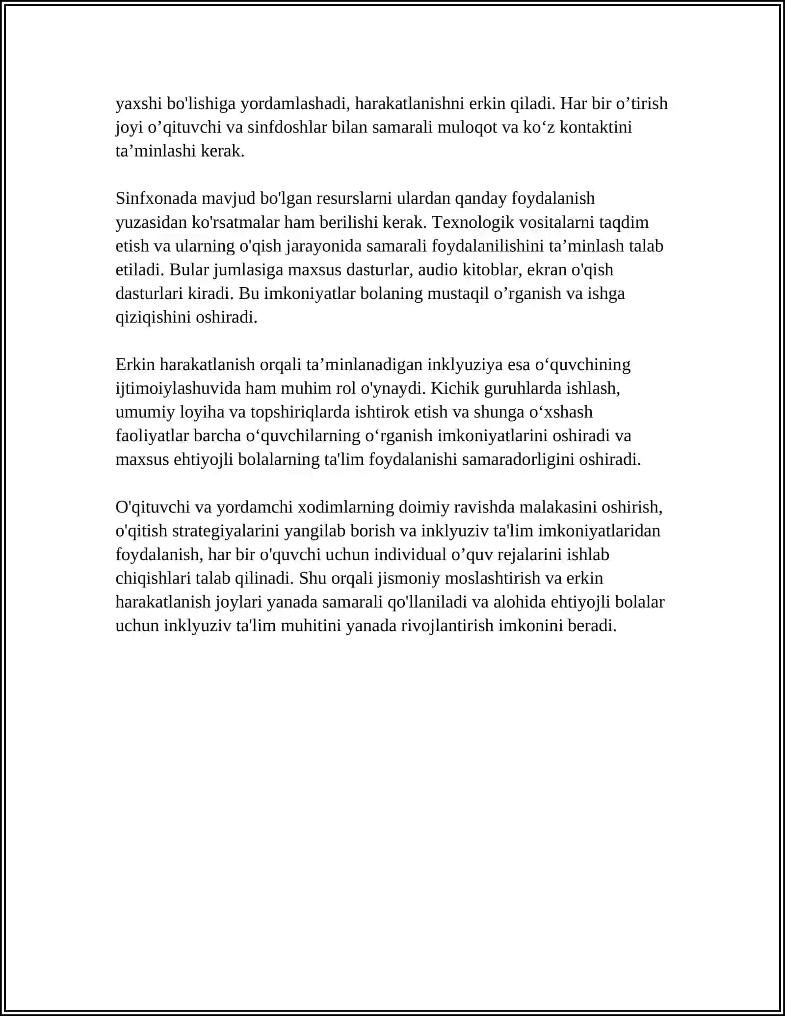 ALOHIDA TA LIM EHTIYOJLARI BO LGAN BOLALAR SAMARALI INKULIZIV UCHUN ICHKI SHAROITLAR 4