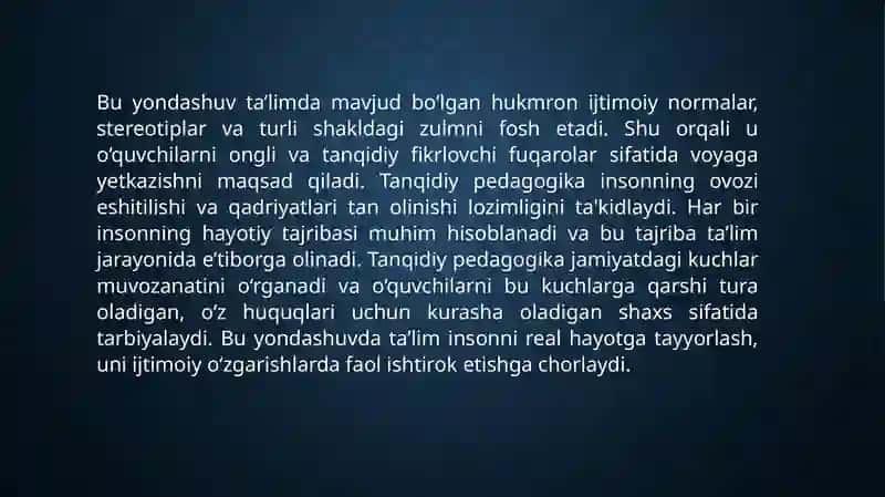 Tanqidiy pedagogikaning ijtimoiy jarayonlarga tasiri 4