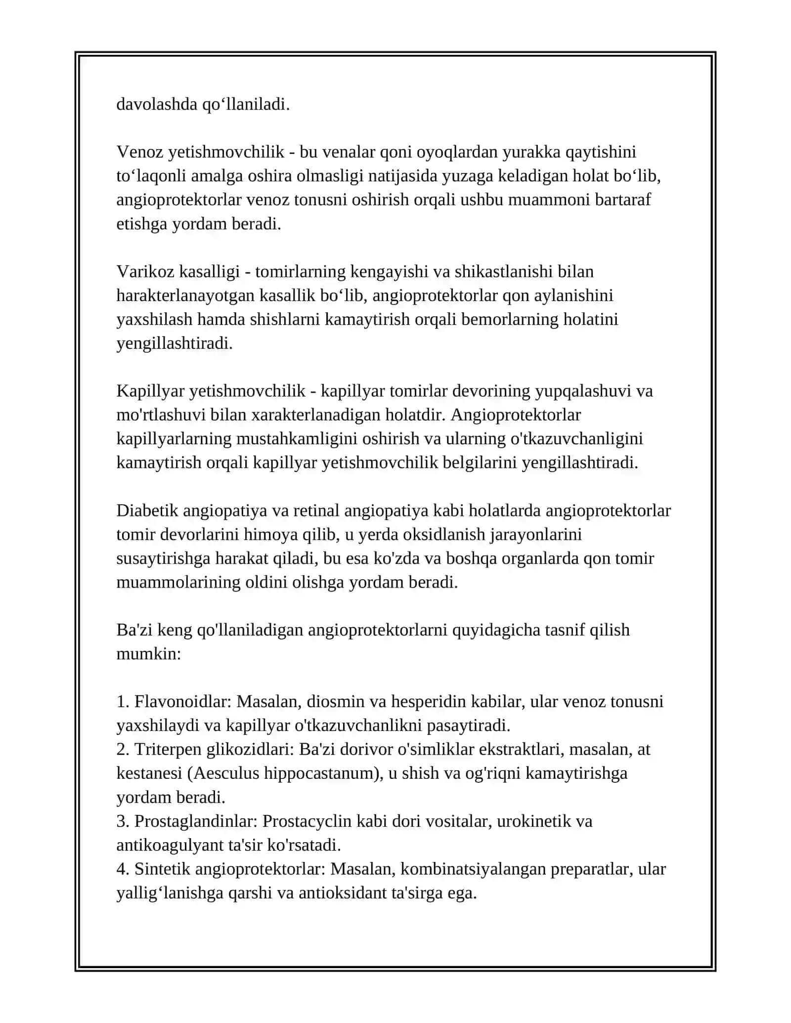 Angioprotektorlar, venotrop vositalar, aterosklerozga qarshi vositalar 4