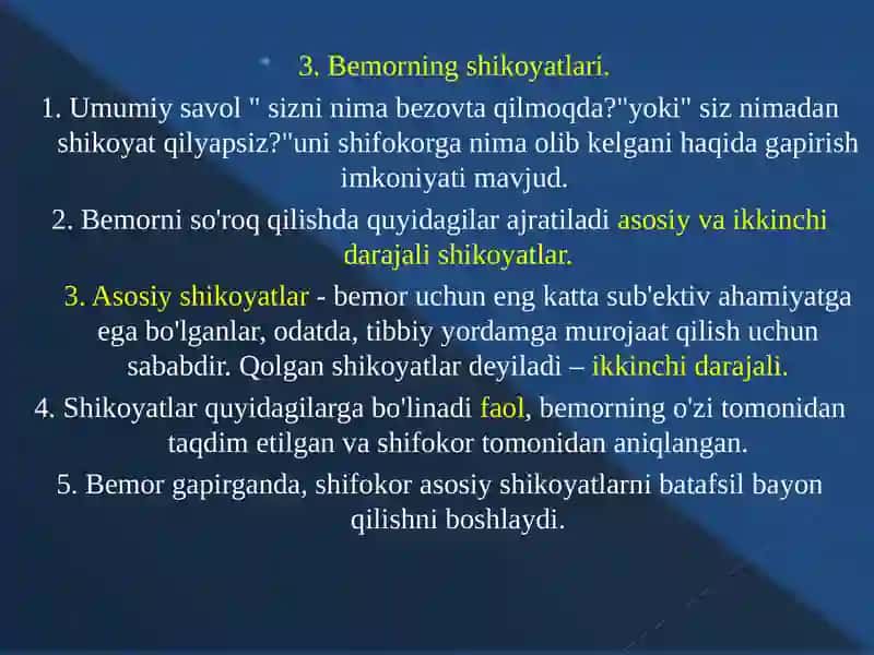 Bemorning shikoyatlari 4