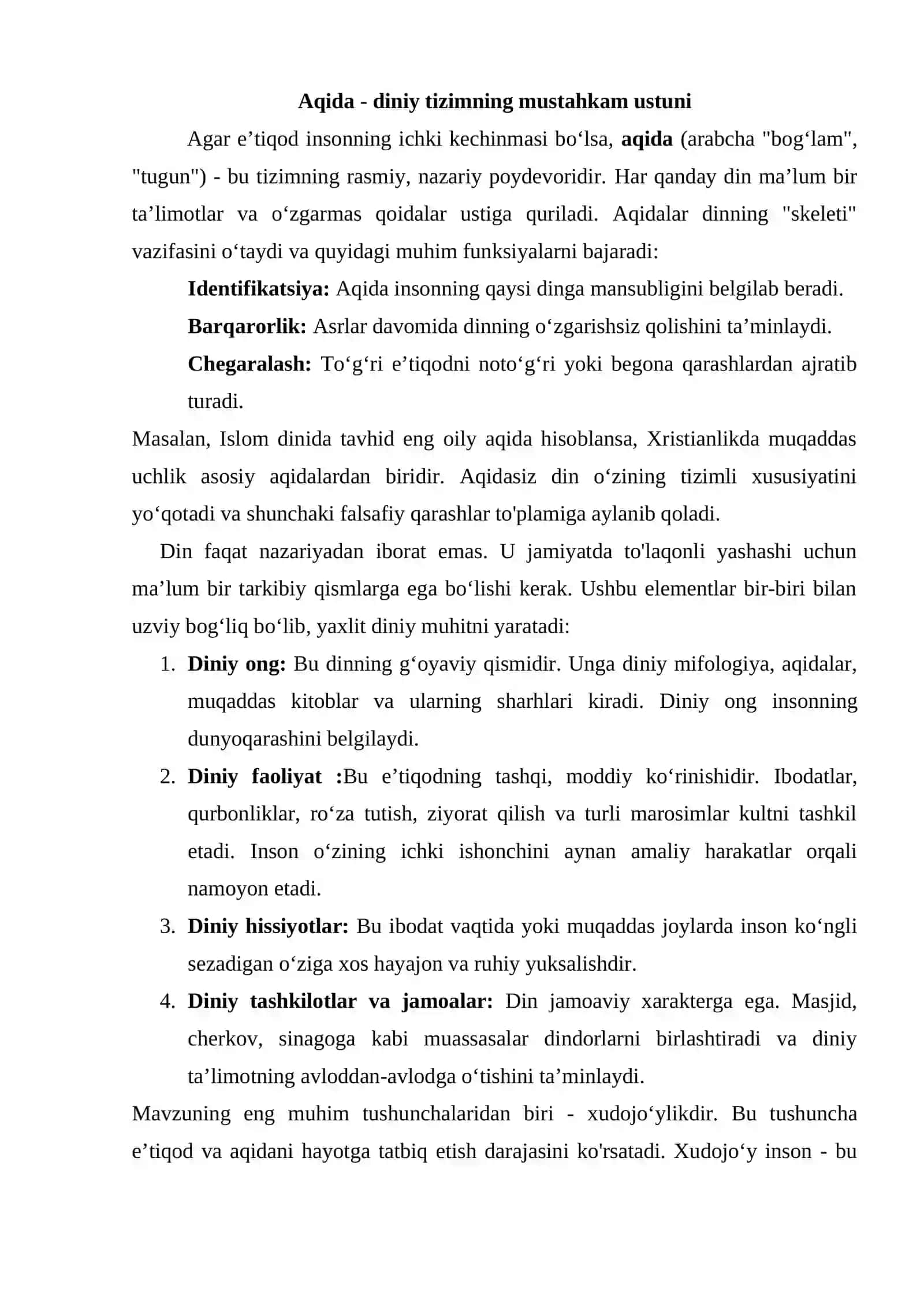 Din, dinshunoslik, din falsafasi, teologiya, teosofiya, xudojoʻylik, diniy eʼtiqod, aqida, ilohiyot tushunchalarining mohiyati 4