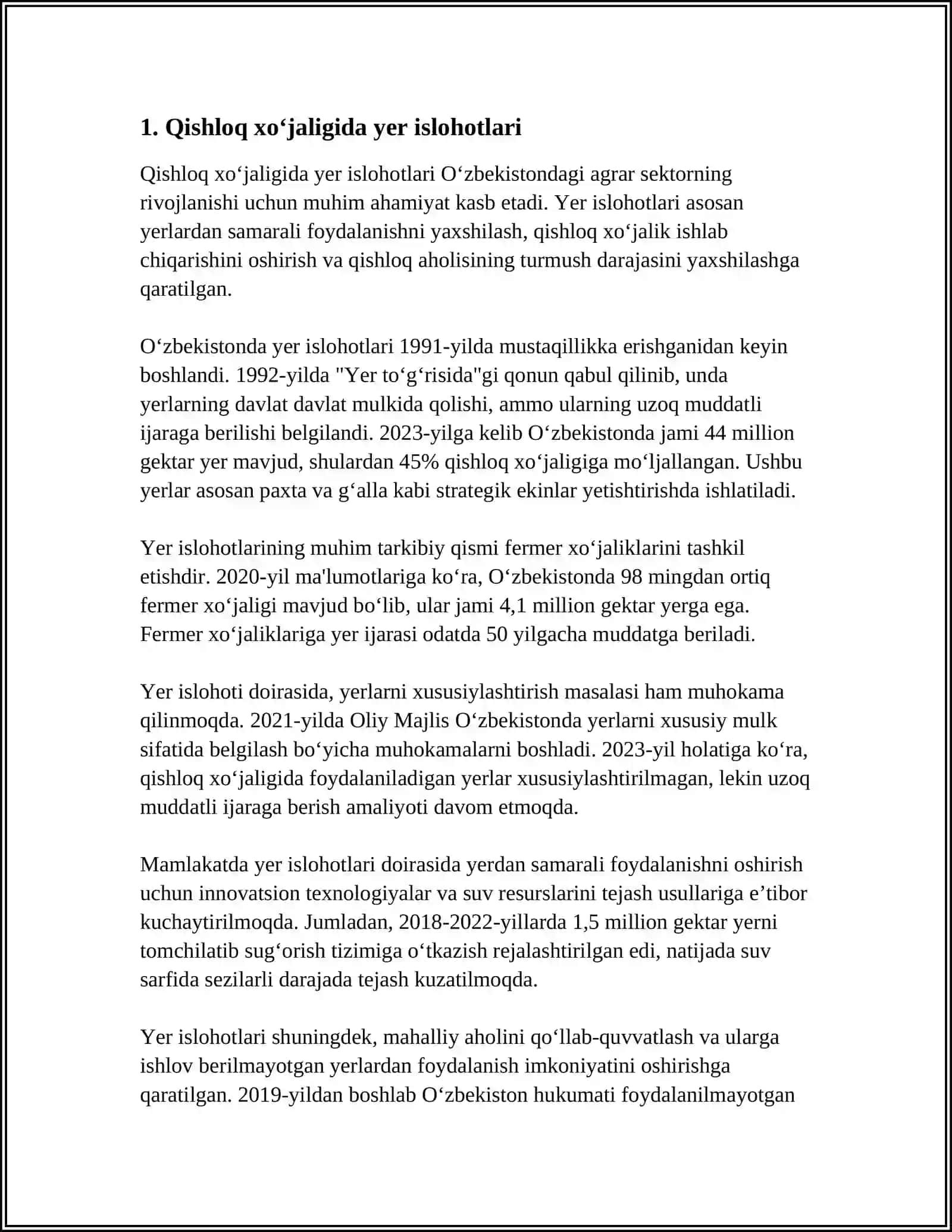MUSTAQILLIK YILLARIDA QISHLOQ XO’JALIGI VA SANOAT SOHASIDAGI O’ZGARISHLAR 4
