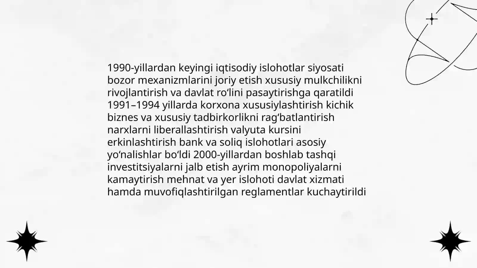 Iqtisodiy Islohotlar, Xususiy Mulkchilikning shakllanishi, O'zbekistonda bozor munosabatlarining rivojlanishi 4