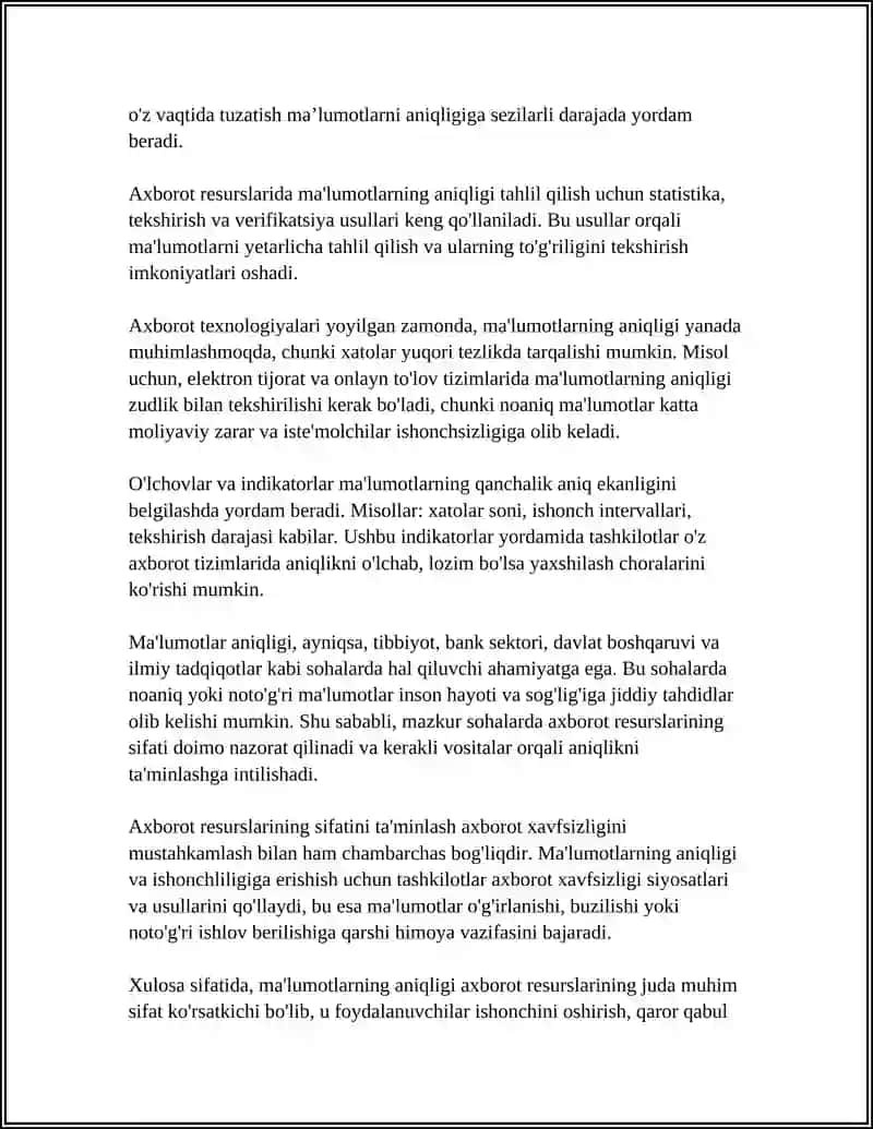 AXBOROT RESURSLARNING SIFAT KO'RSATKICHLARI 4