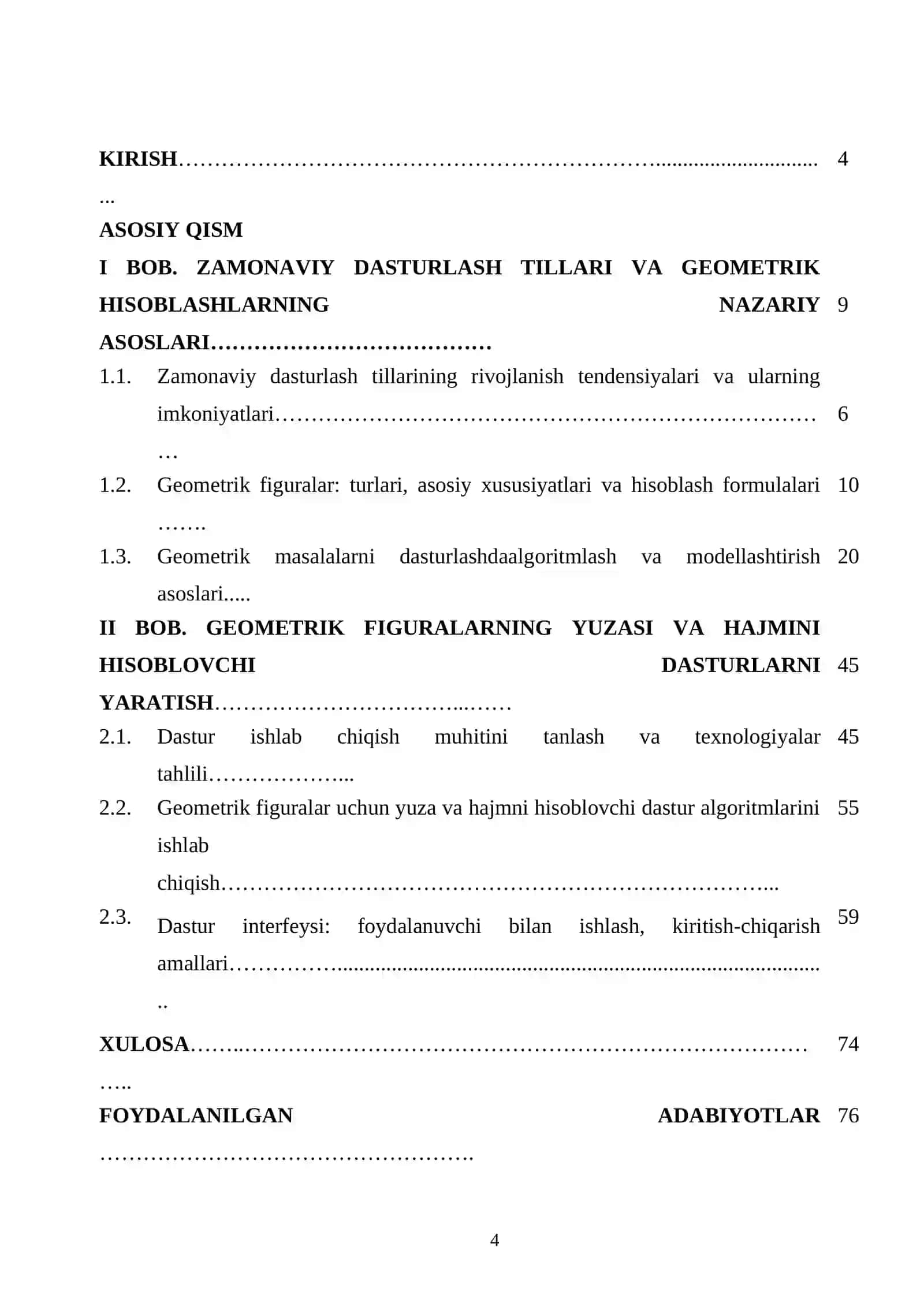 ZAMONAVIY DASTURLASH TILLARI ORQALI GEOMETRIK FIGURALARNING YUZASI VA HAJMINI HISOBLASHGA DOIR DASTURLAR TUZISH VA UNDAN FOYDALANISH 4