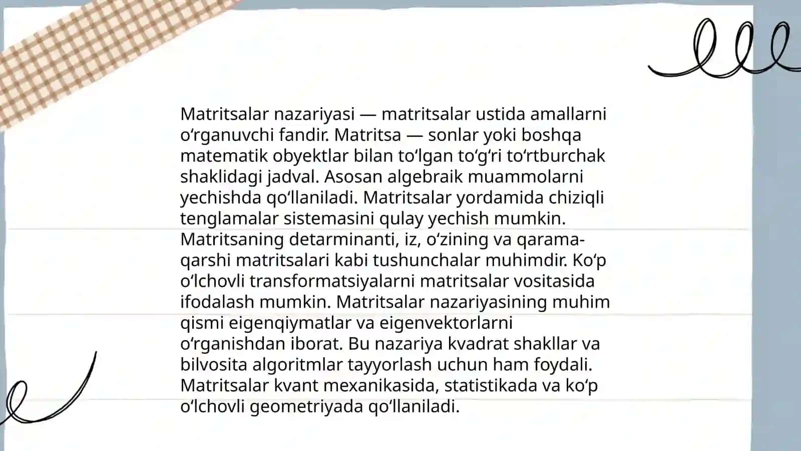 Chiziqli algebra asoslari 4