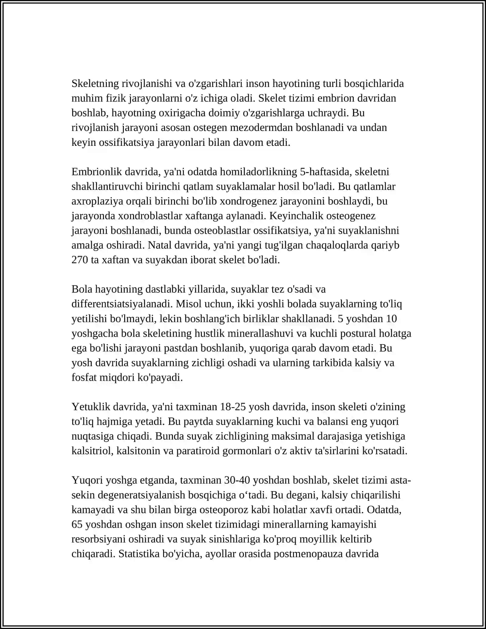 SKLET SUYAKLARINING RENTGEN ANOTOMIYASI. SKLETNING RIVOJLANISH ANAMALIYALARI 4