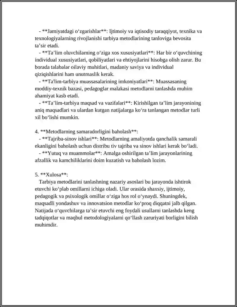 TARBIYA METODLARINI TANLASH ASOSLARI 4