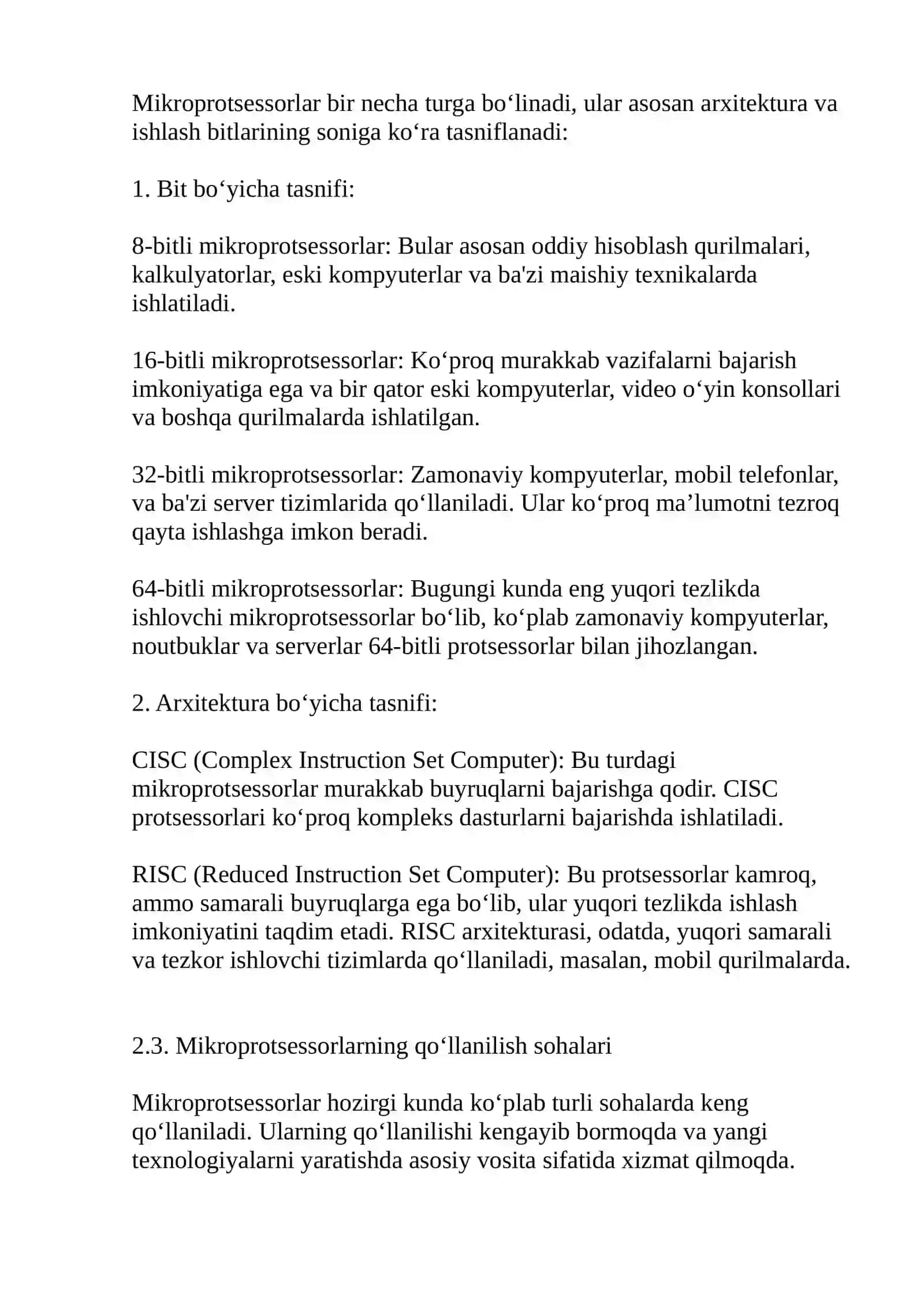 Mikroprotsessorlar va ularning qo‘llanilishi 4