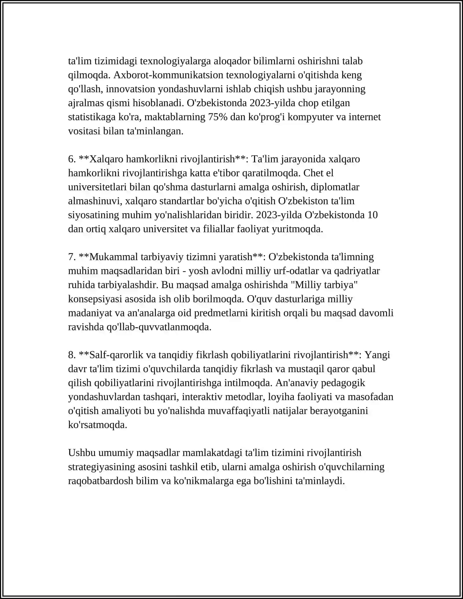 O'ZBEKISTON RESPUBLIKASINING "TA'LIM TO'G'RISIDA" GI QONUNI 4