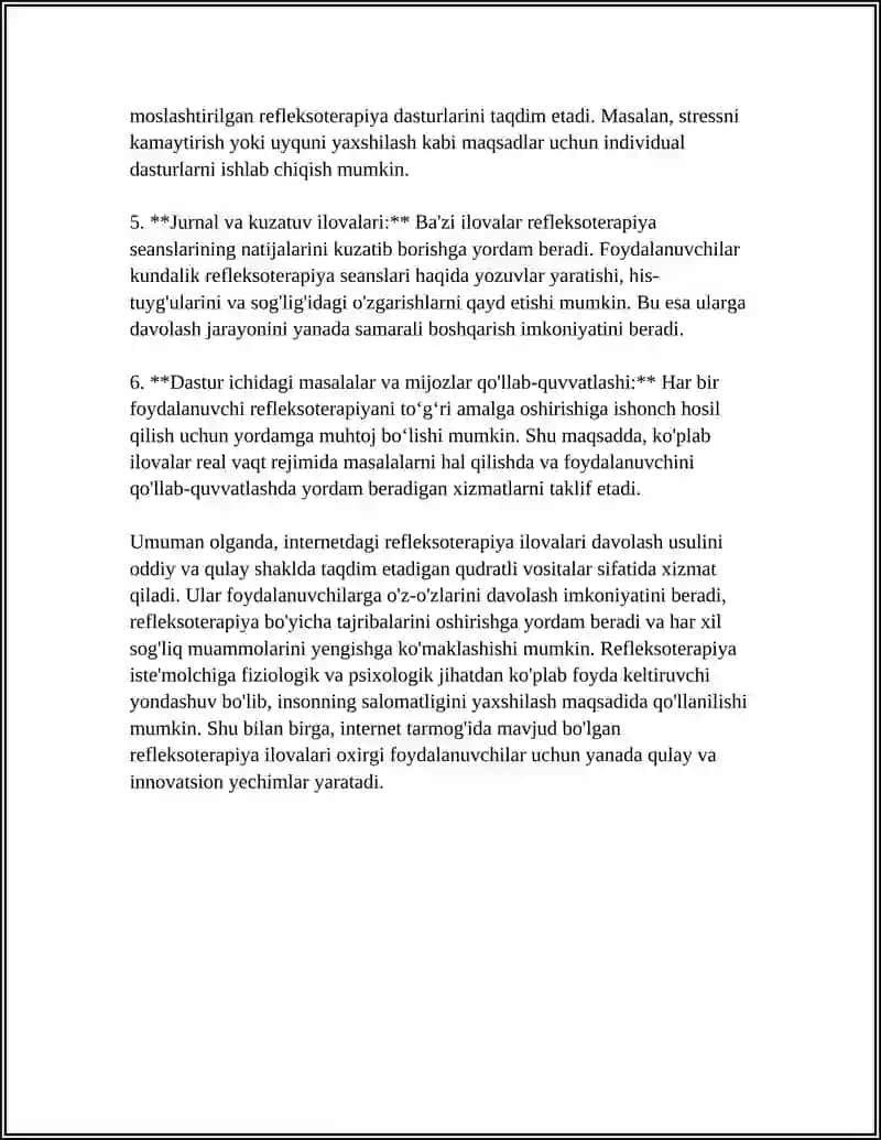 INTERNET TARMOGʻIDA MAVJUD REFLEKSOTERAPIYAGA OID DASTURLAR 4