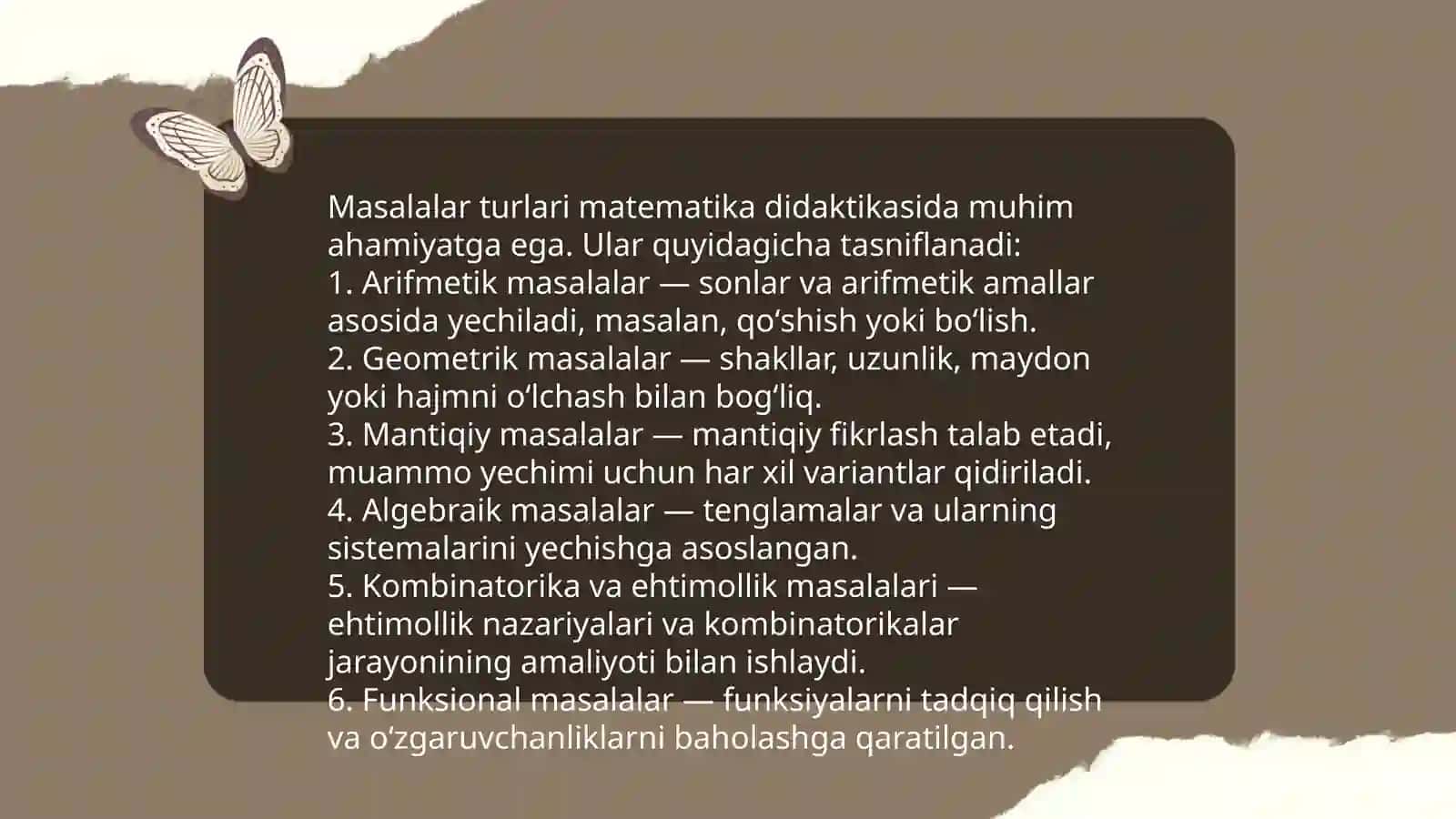 Masala yechishga oʻrgatishning umumiy usullari ustida ishlash 4