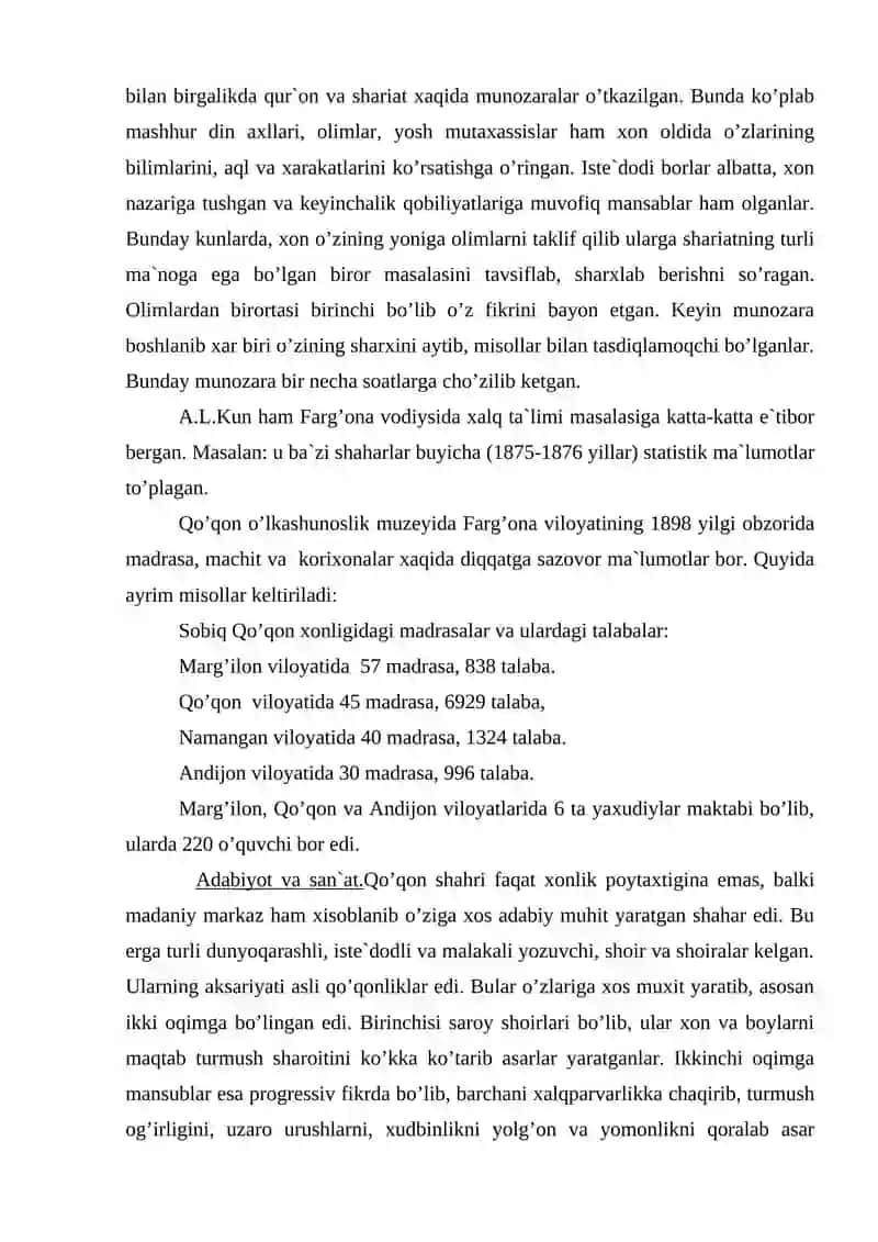Qo’qon xonligida madaniy xayot. 4