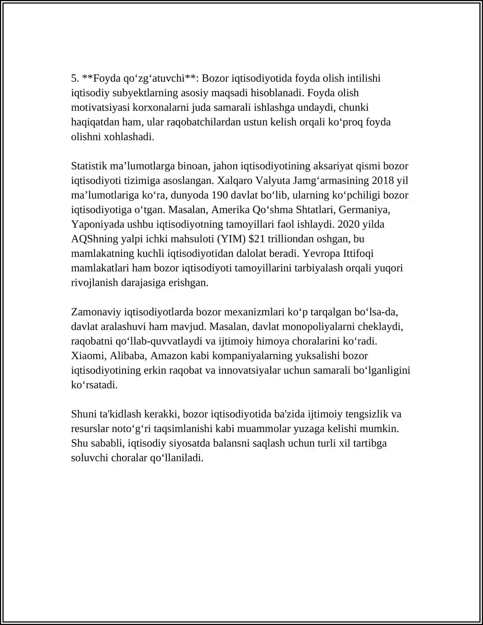 BOZOR IQTISODIYOTI VA UNING TURLARI 4