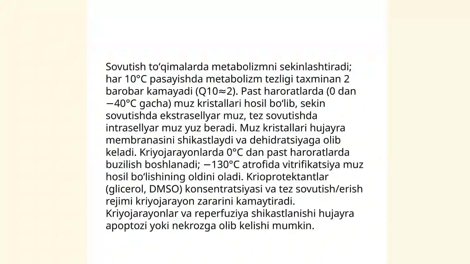 Tirik organizm toʻqima va Hujayralariga fizik omillarning taʼsiri 4