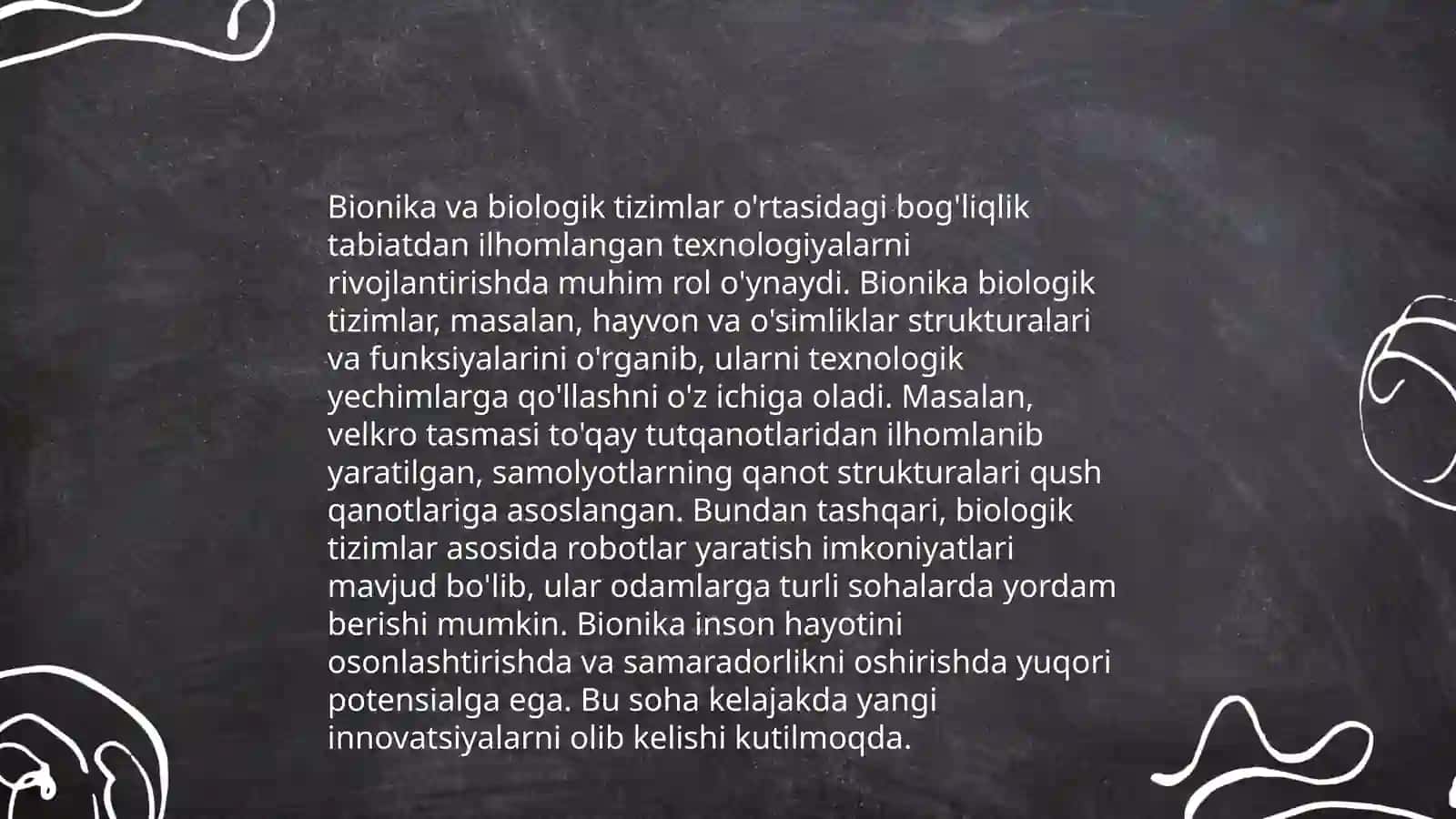Bionika asoslari va uning inson hayotidagi órni 4