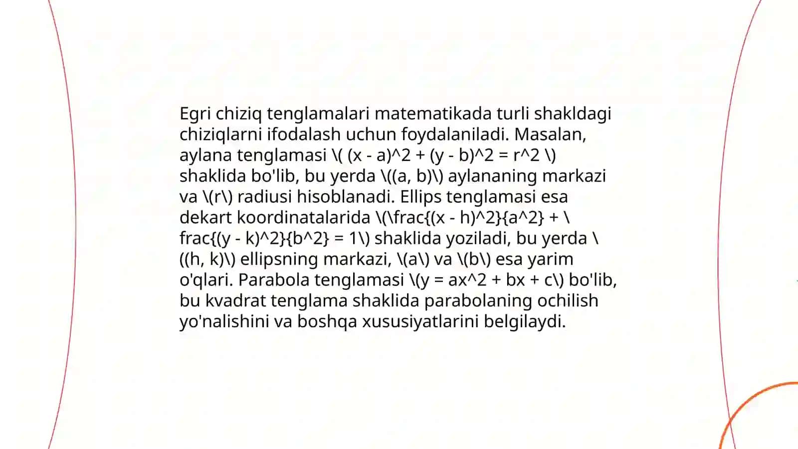 Egri chiziqning oddiy va mahsus nuqtalari 4
