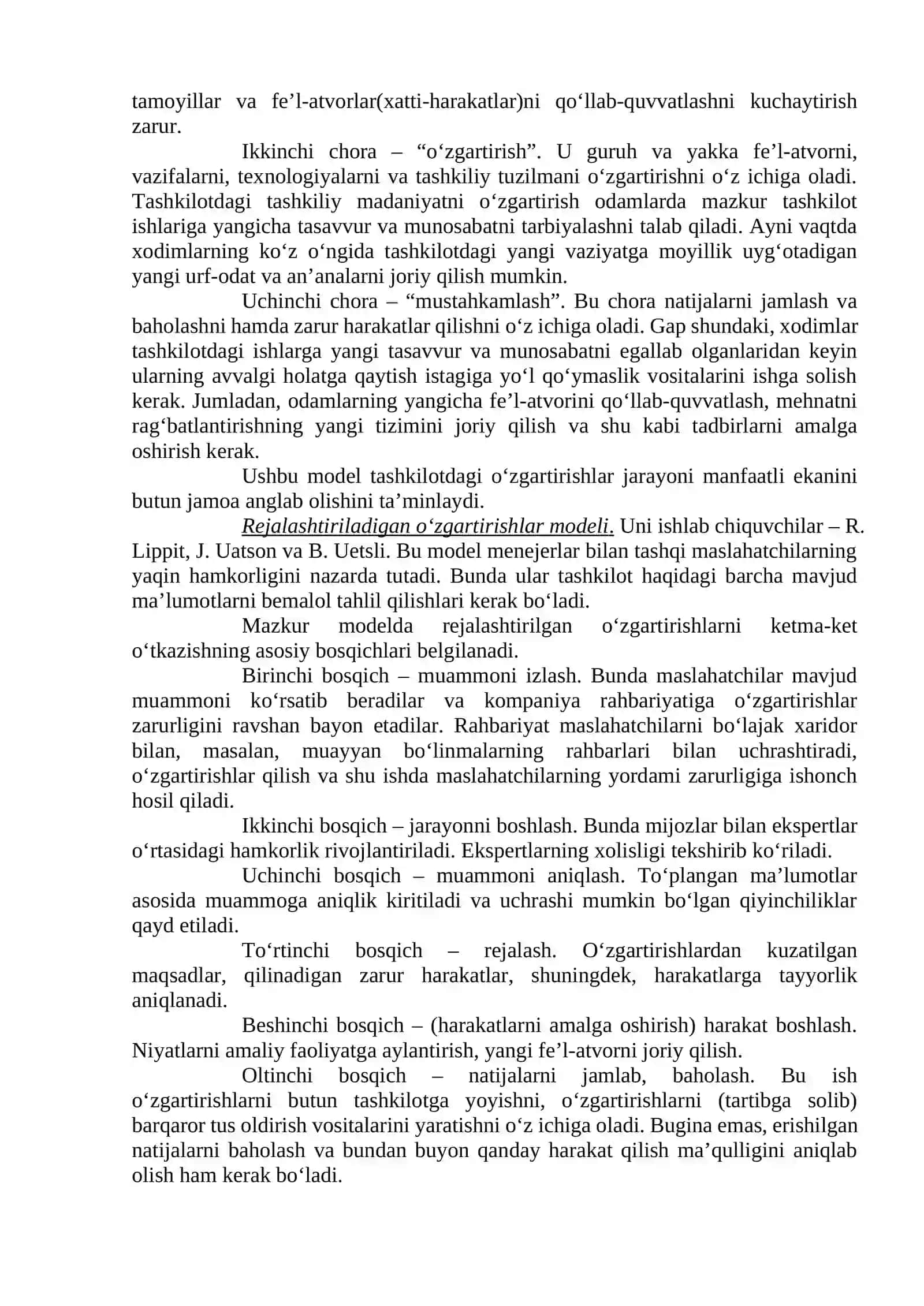 Tashkiliy va innovasion o‘zgartirishlar sohasidagi xatti-harakatlar 4