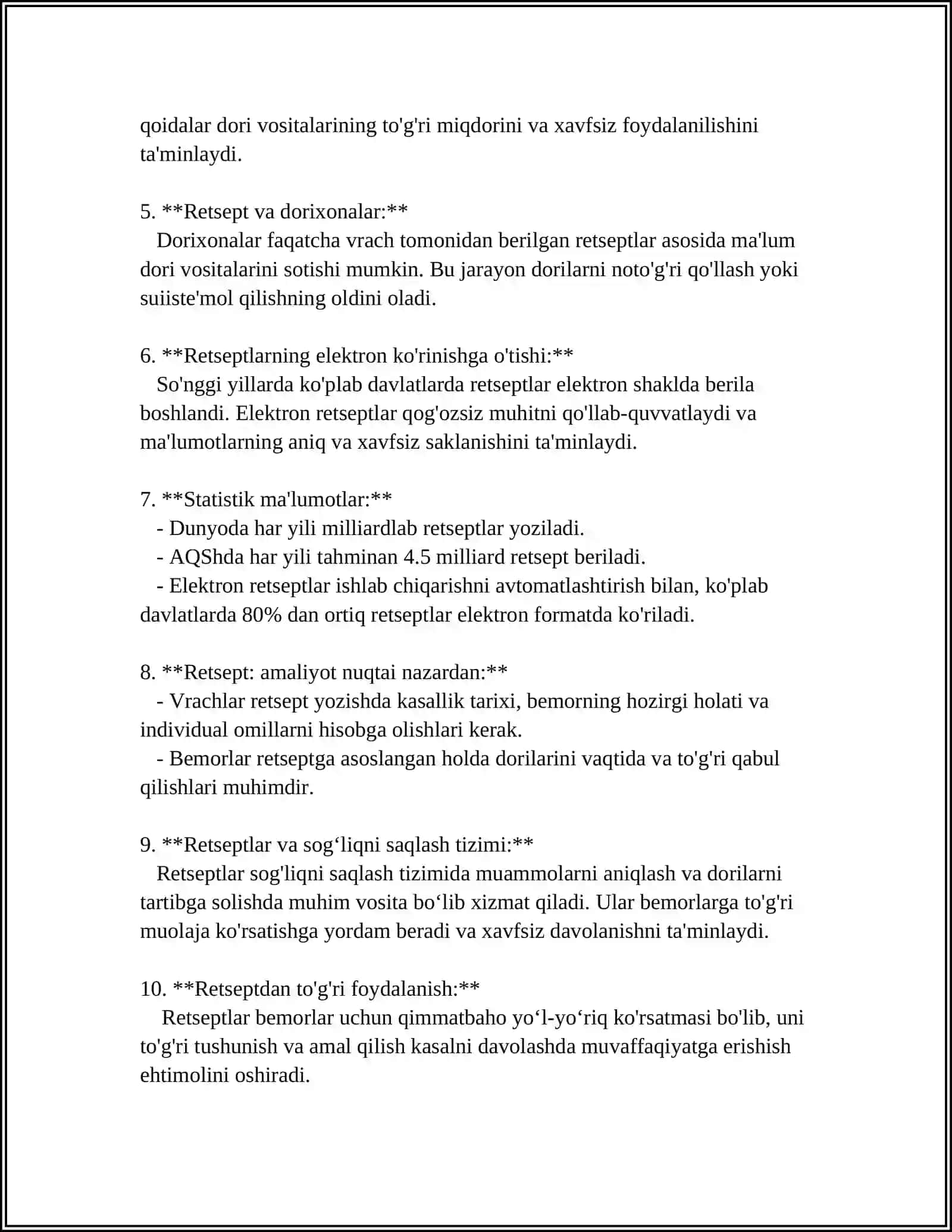 RETSEPT BLANKASI YOZISH QOIDALARI TUZILISHI SHAKILLARI 4