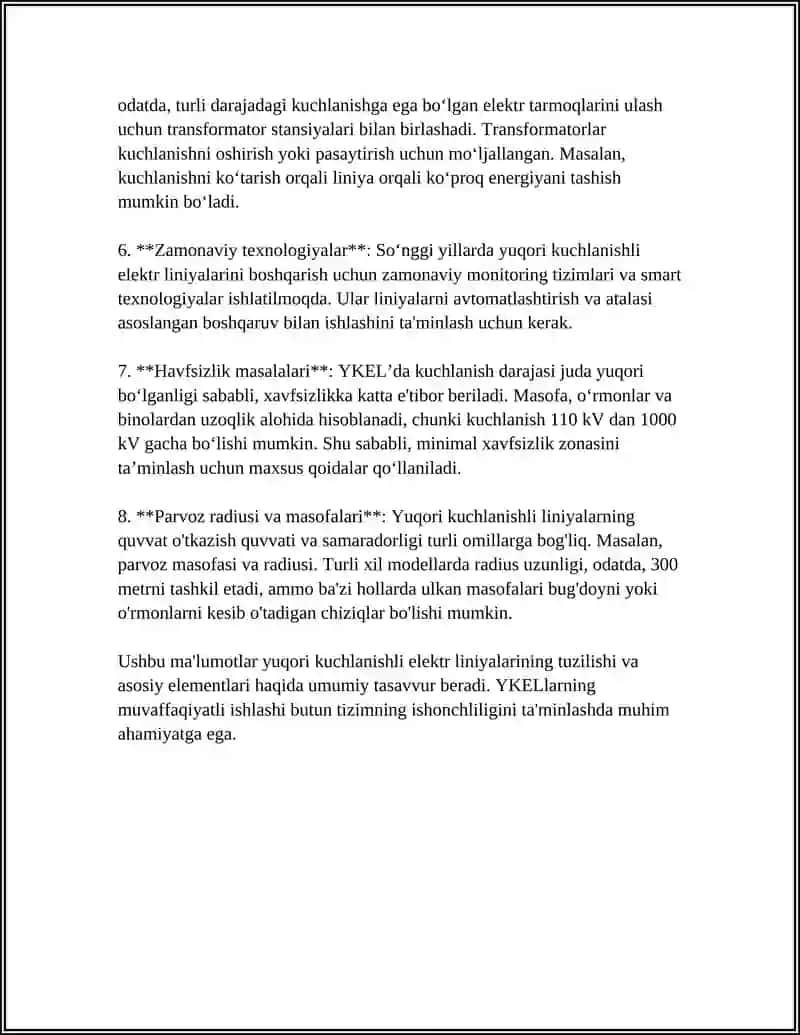 YUQORI KUCHLANISHLI ELEKTR LINIYALARI 4