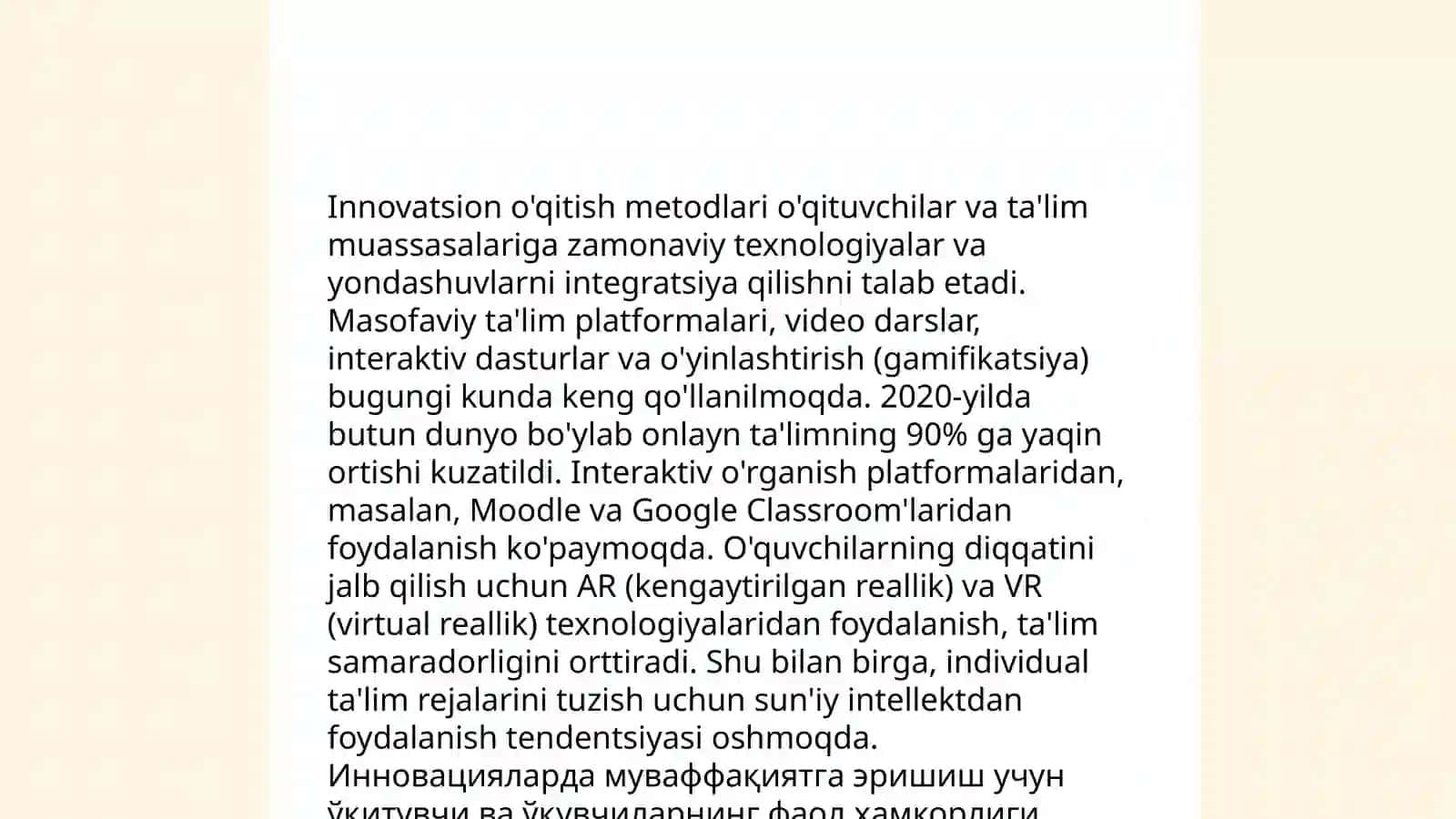 An'anaviy o'qitish metodlari 4