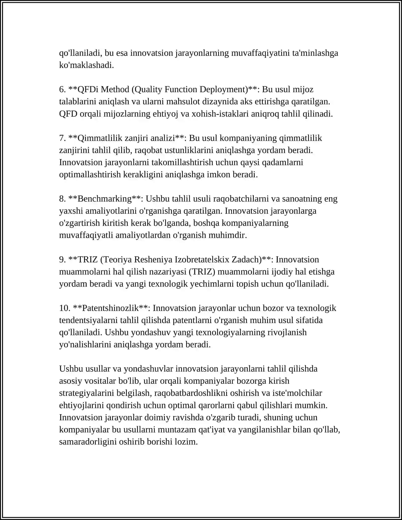 KORXONALARDA INOVATSIYALARNI PROGNOZLASH USULI 4