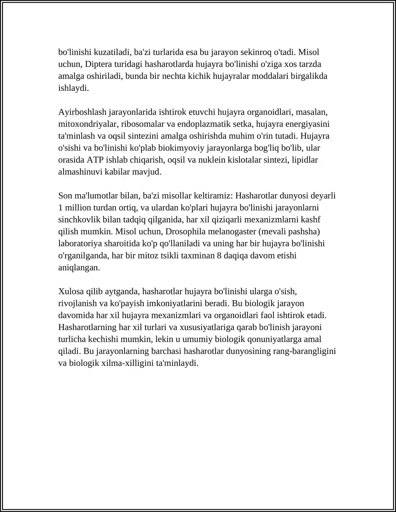 HASHAROTLARNING KO'PAYISHI VA RIVOJLANISH BIOLOGIYASI 4