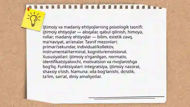 Ehtiyoj va qiziqishlarning psixologik tasnifi 4