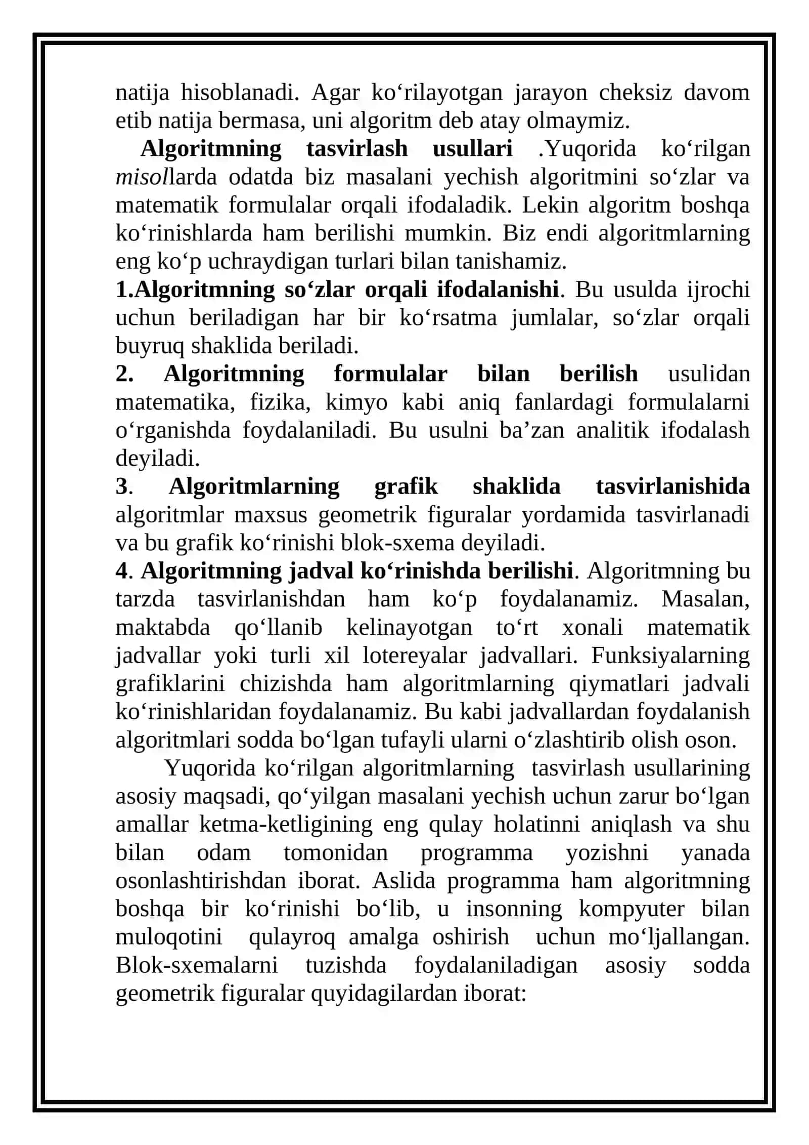 Algoritmlаrning turlariga oid missollar 4