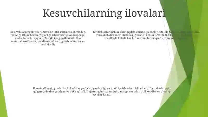 Keskichlar Ularning Vazifalari, Turlari 4