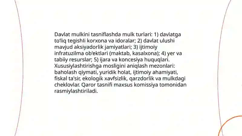 O'zbekistonda mulkni davlat tasarrufidan chiqarish va xususiylashtirish yollari, usullari va bosqichlari 4