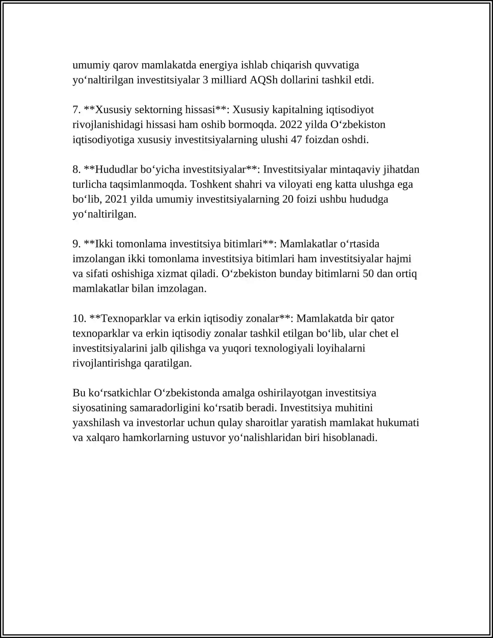 QORAQALPOGʻISTON RESPUBLIKASIDA QULAY INVESTITSION MUHITNI YARATILISHI 4