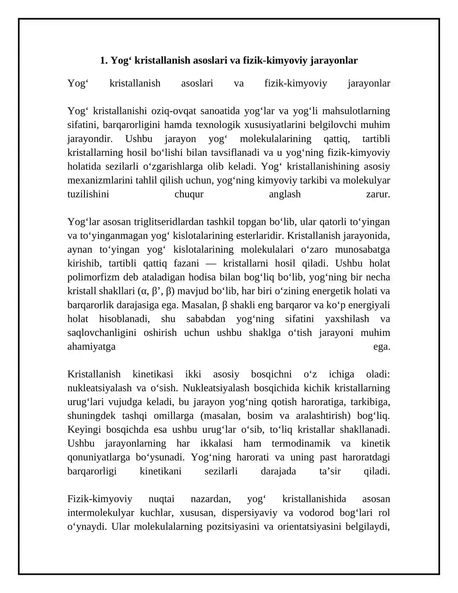 Oziq-ovqat mahsulotlarida yog‘ kristallanish kinetikasi 4