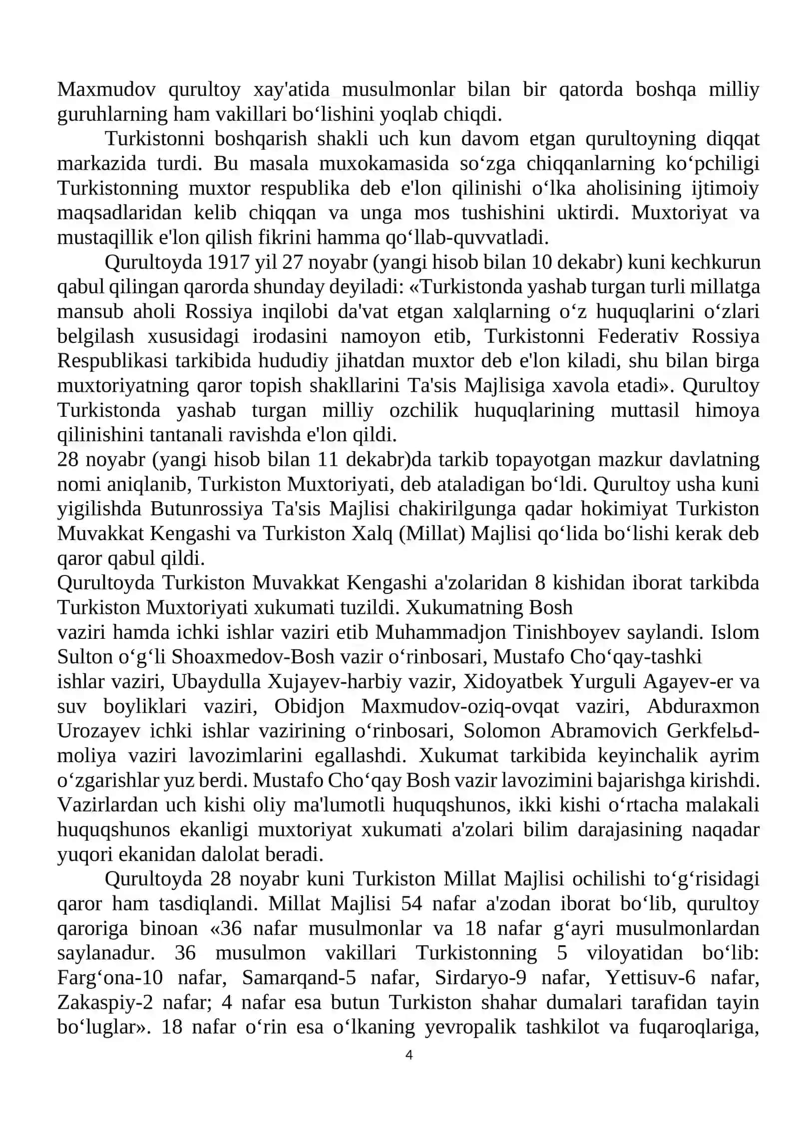 Milliy ozodlik harakatlari va Sovet hukmronligi davrida O‘zbekistonning markazga ijtimoiy-siyosiy va iqtisodiy qaramligi 4