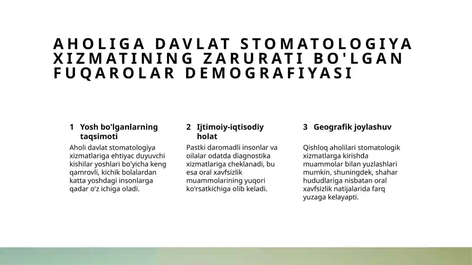 Davlat Stomatologiya Xizmatlarining Tashkiliyati Haqida Umumiy Ma'lumotlar 4
