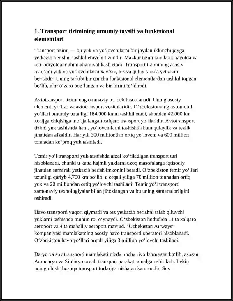 TRANSPORT TIZIMINING UMUMIY TAVSIFI 4