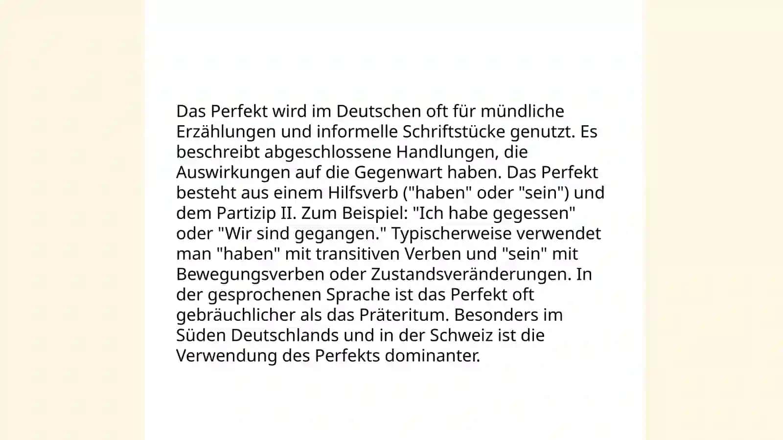 Bildung des Perfekts in der deutschen Sprache 4