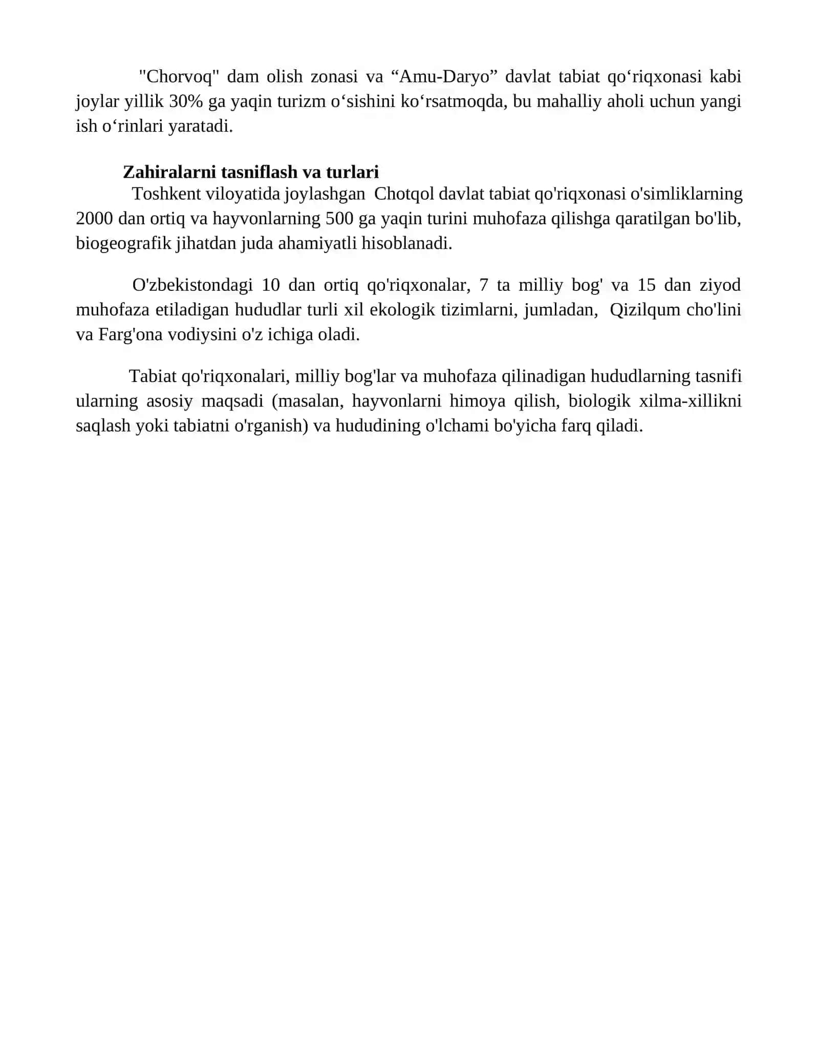 Qo'riqxonalar,milliy bog'lar va buyurtmaxonalar tahlili 4