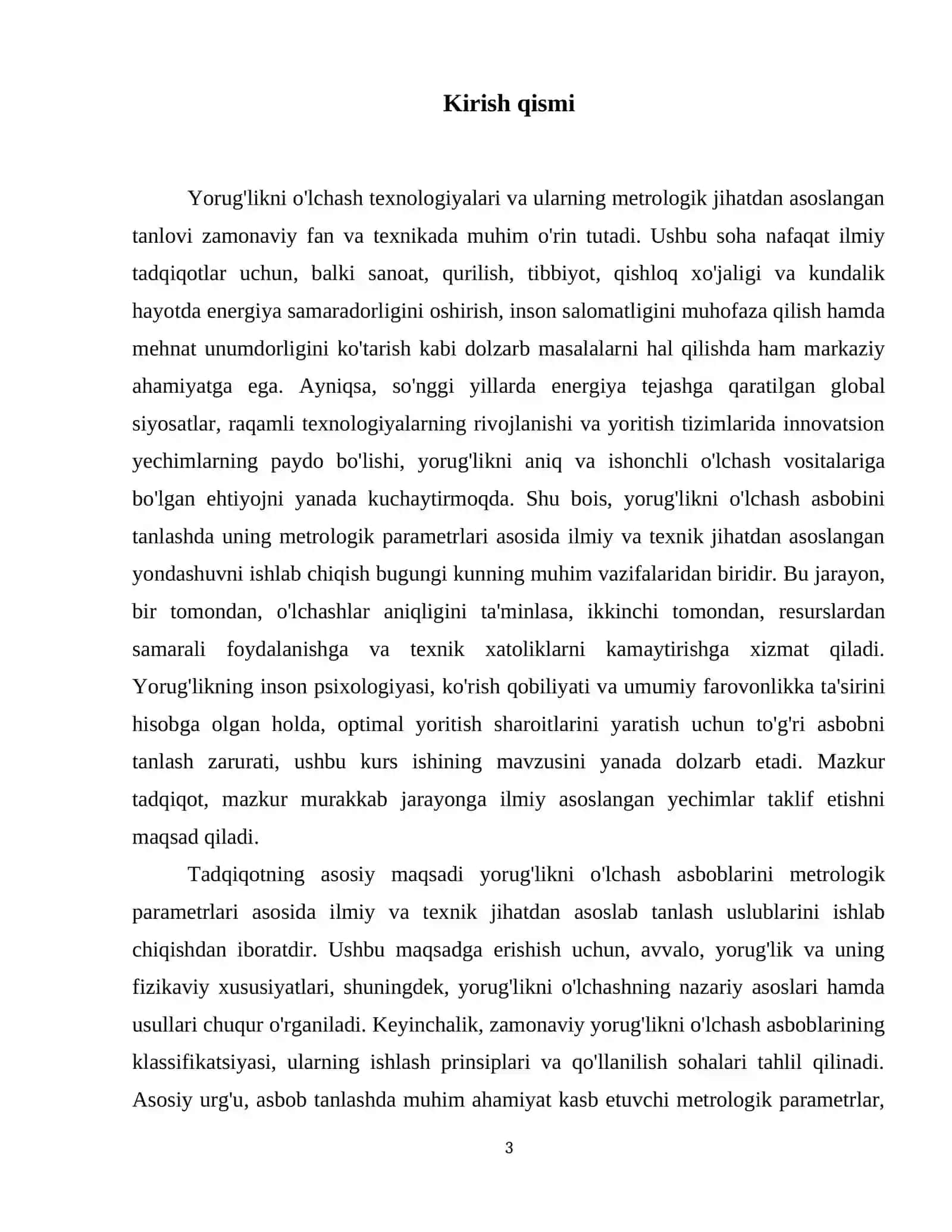 Yorug'likni o'lchash asbobini metrologik parametrlari asosida tanlash va asoslash 4
