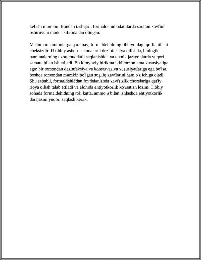 ALDEGIDLAR VA UGLEVODLARNING TIBBIYOTDA QOLLANILADIGAN PREPARATLARI 4