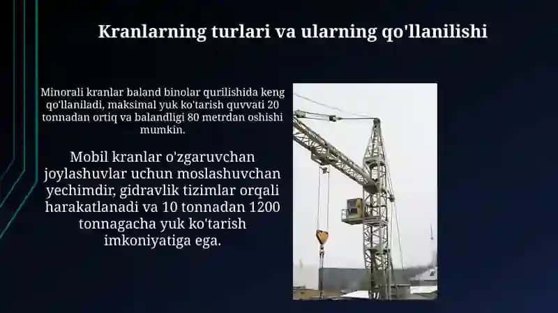 Qurilishda avto kran vazifasi 4