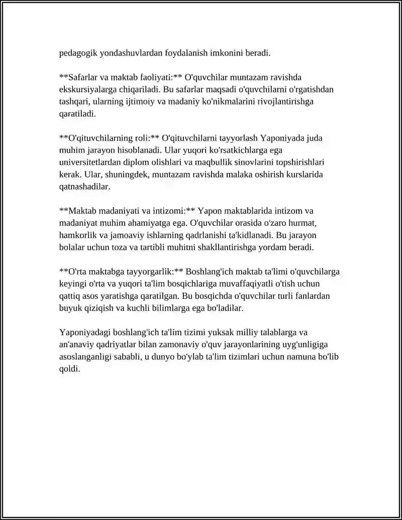 YAPONIYA BOSHLANGʻICH TAʼLIM TIZIMI 4