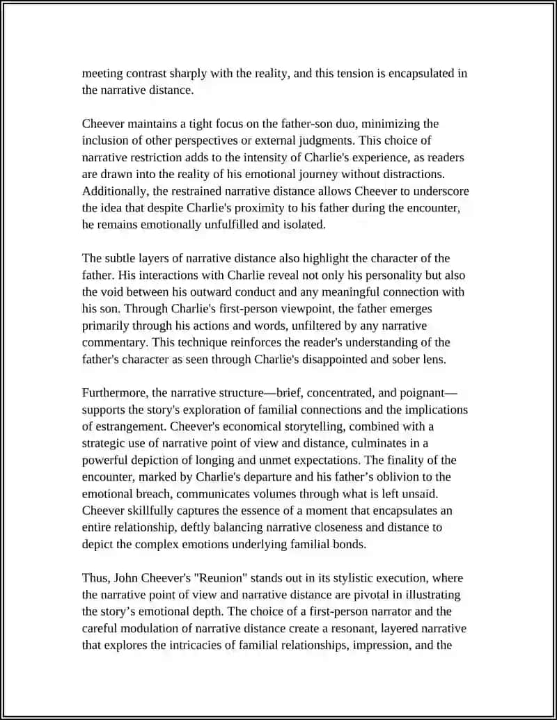 "REUNION" BY JOHN CHEEVER STYLISTIC ANALYSTIC 4