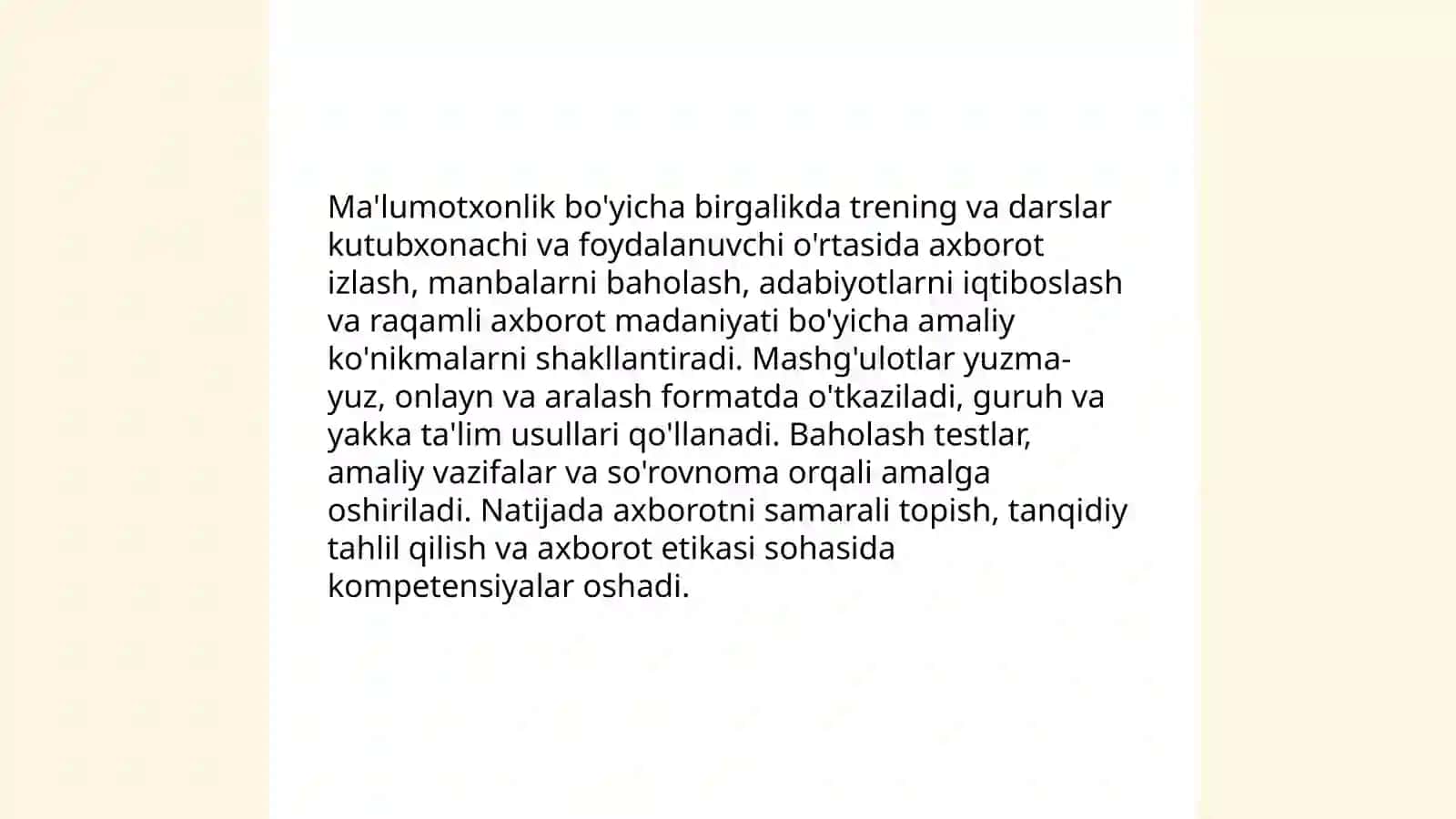 Kutubxonachi va foydalanuvchi o'rtasidagi kommunikatsiya strategiyalari 4