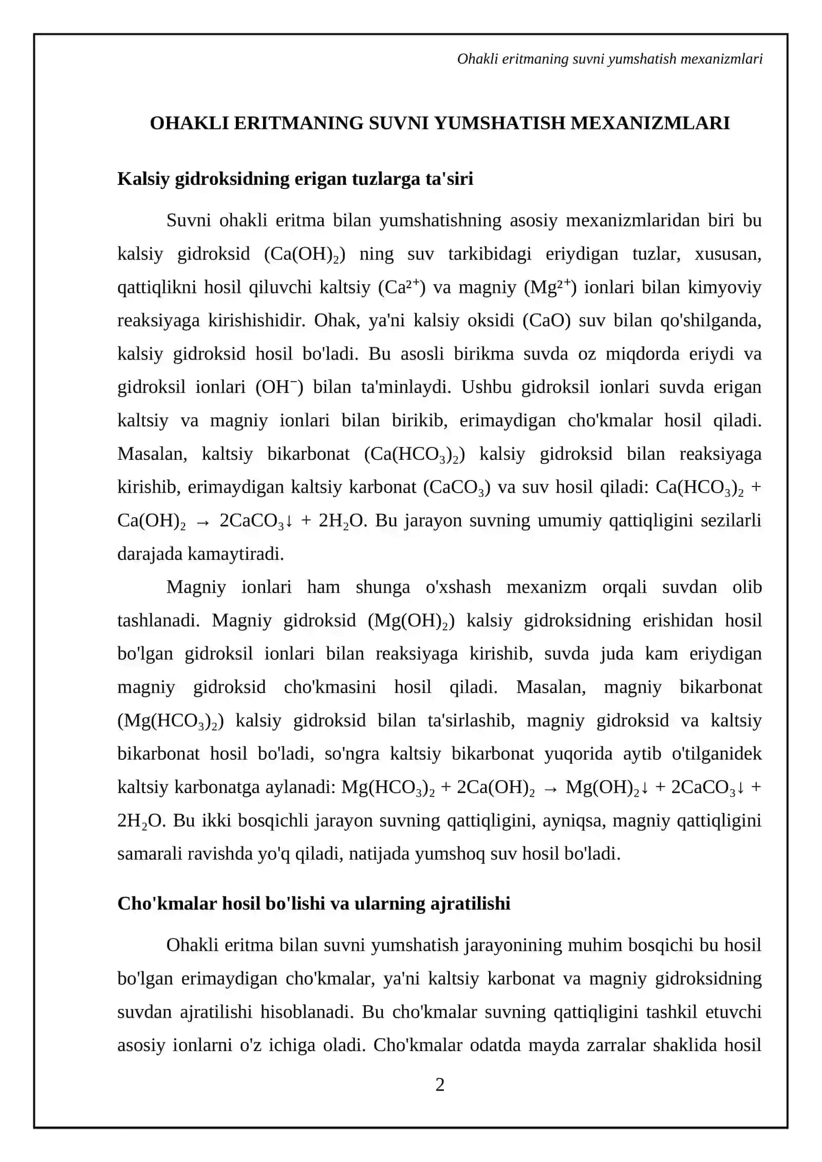 Suvni ohak eritmasi yordamida yumshatish 4
