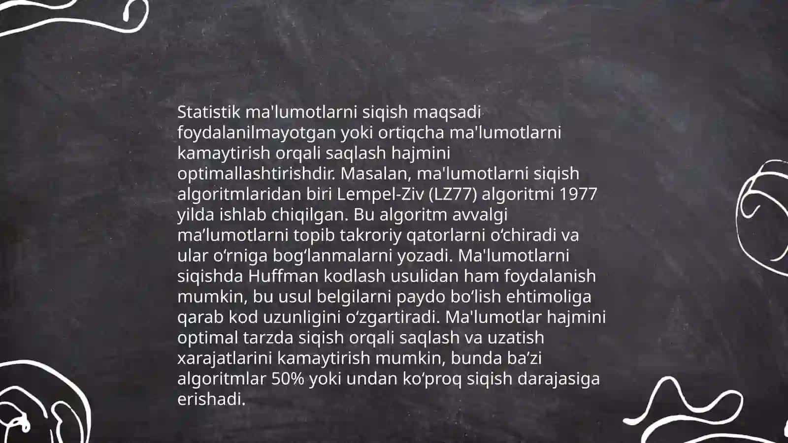 Yo‘qotishsiz siqish algoritmi 4
