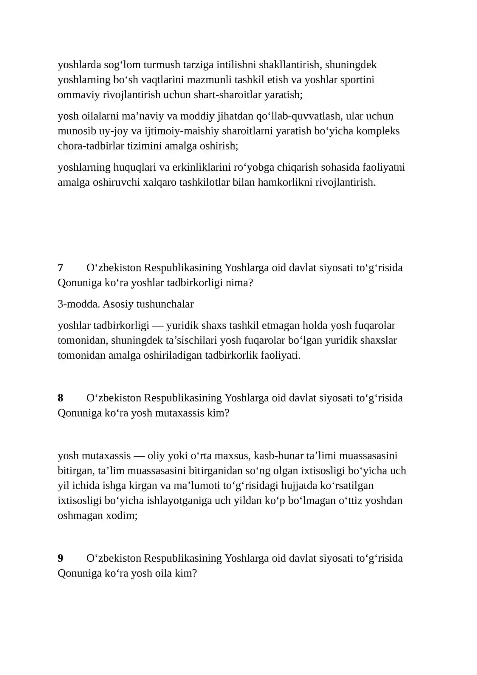 Mahalla yoshlar yetakchisi suhbat savollari 2026-yil uchun 4