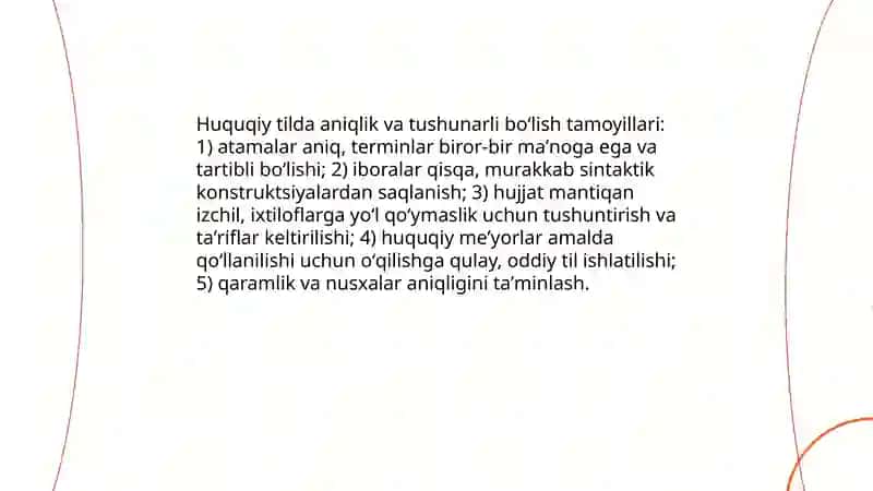 Normativ-huquqiy hujjatning tili va uslubi 4