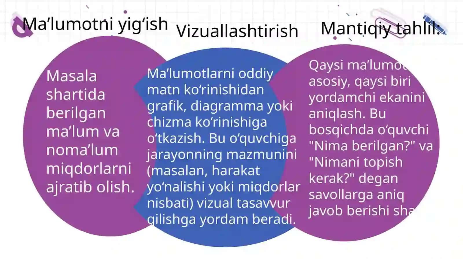 Ma’lumotlar bilan ishlash. Masalalarni tenglama va jadval tuzib yechish 4